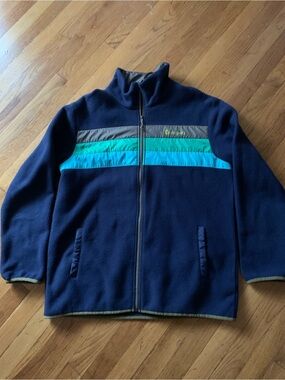 Cotopaxi Men’s Teca Blue Green Striped Full Zip Fleece Jacket XXL
